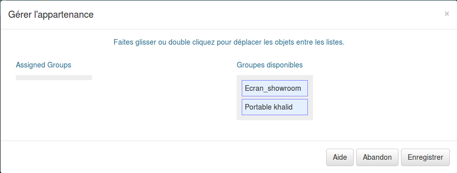 Display affectation to a Group