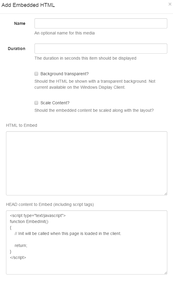 Embedded Content Form